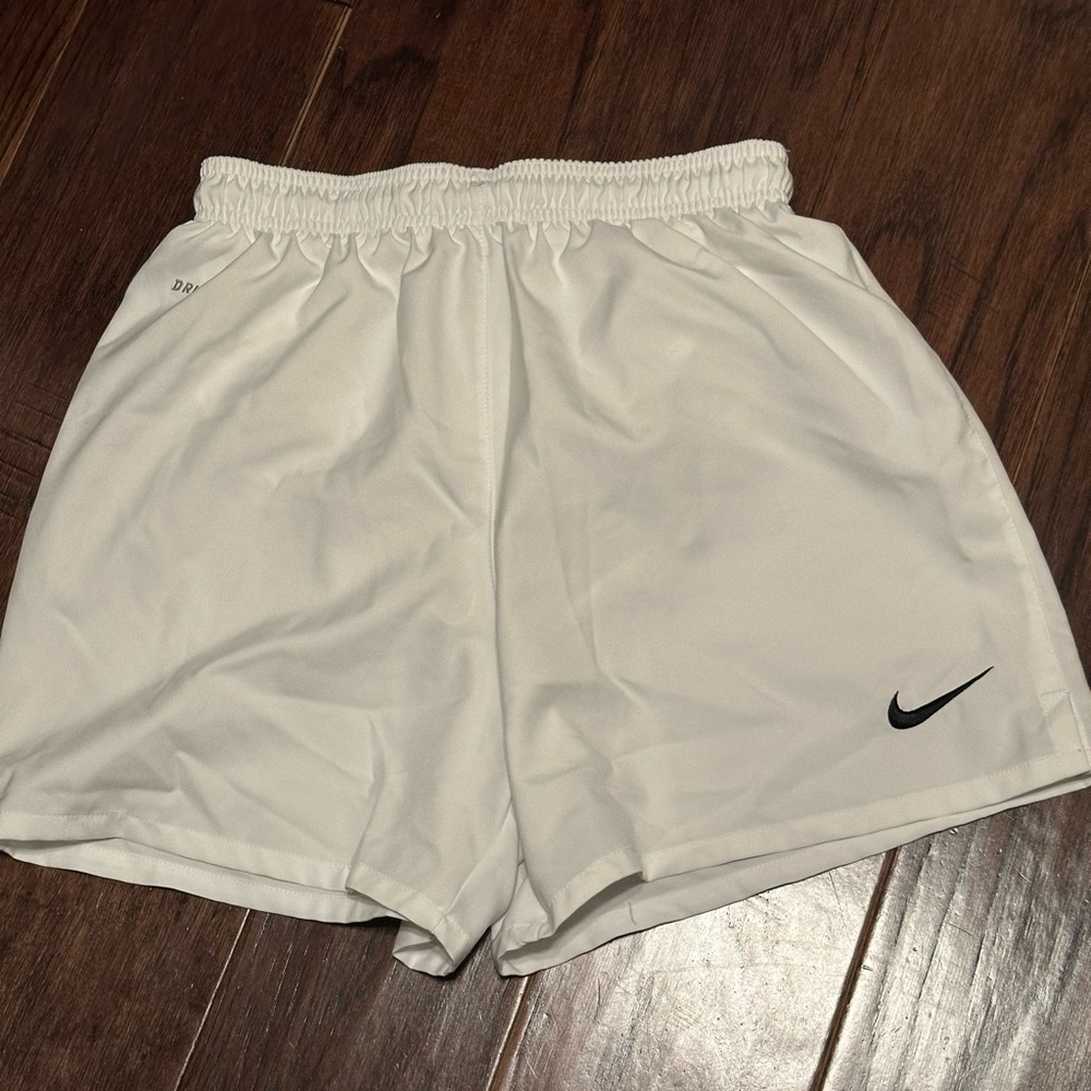 Nike Dri-Fit White Shorts - Youth Medium